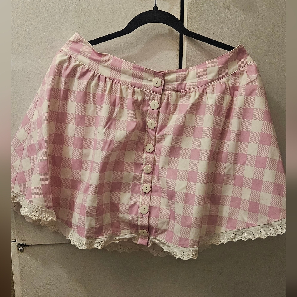 Sugar Thrillz Pink and White Gingham Skirt - XXL